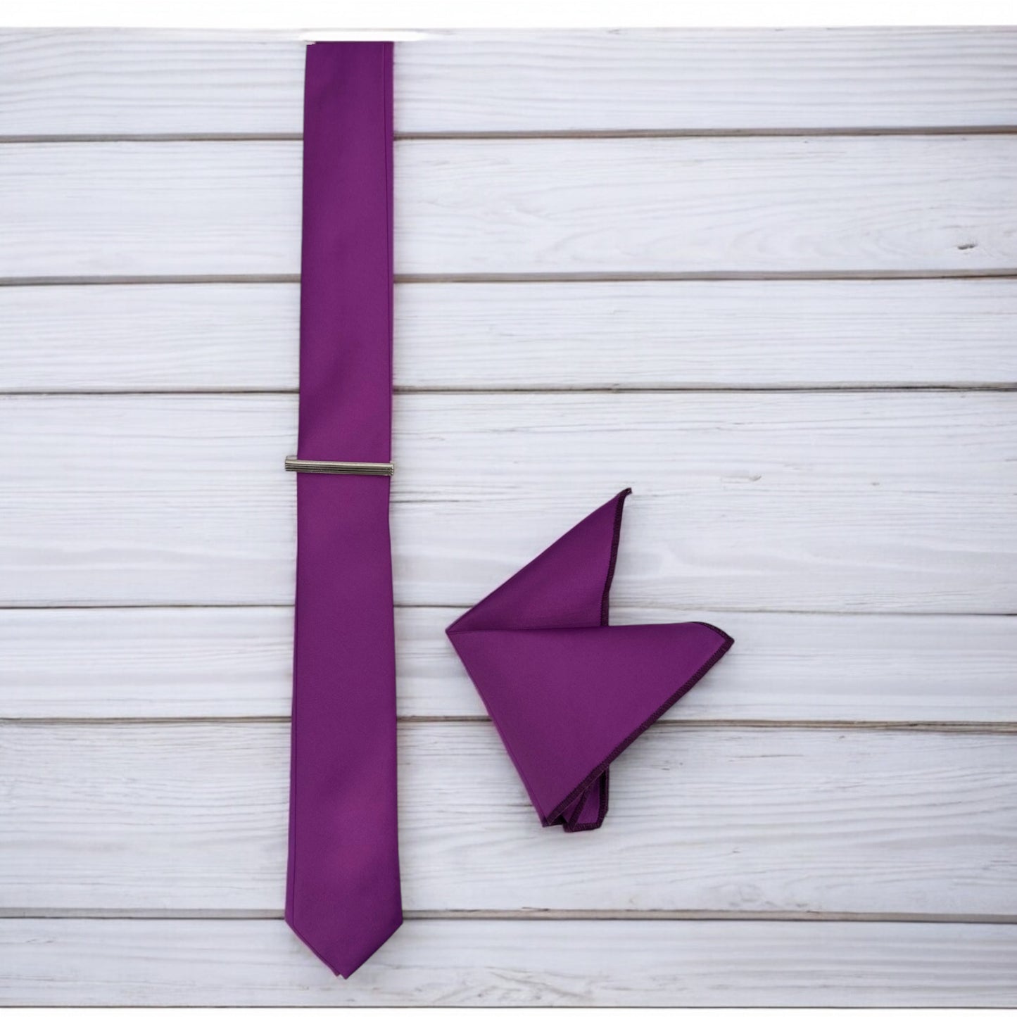 Daisy Purple  - Istanbul Fashion Slim Tie, Plain Satin