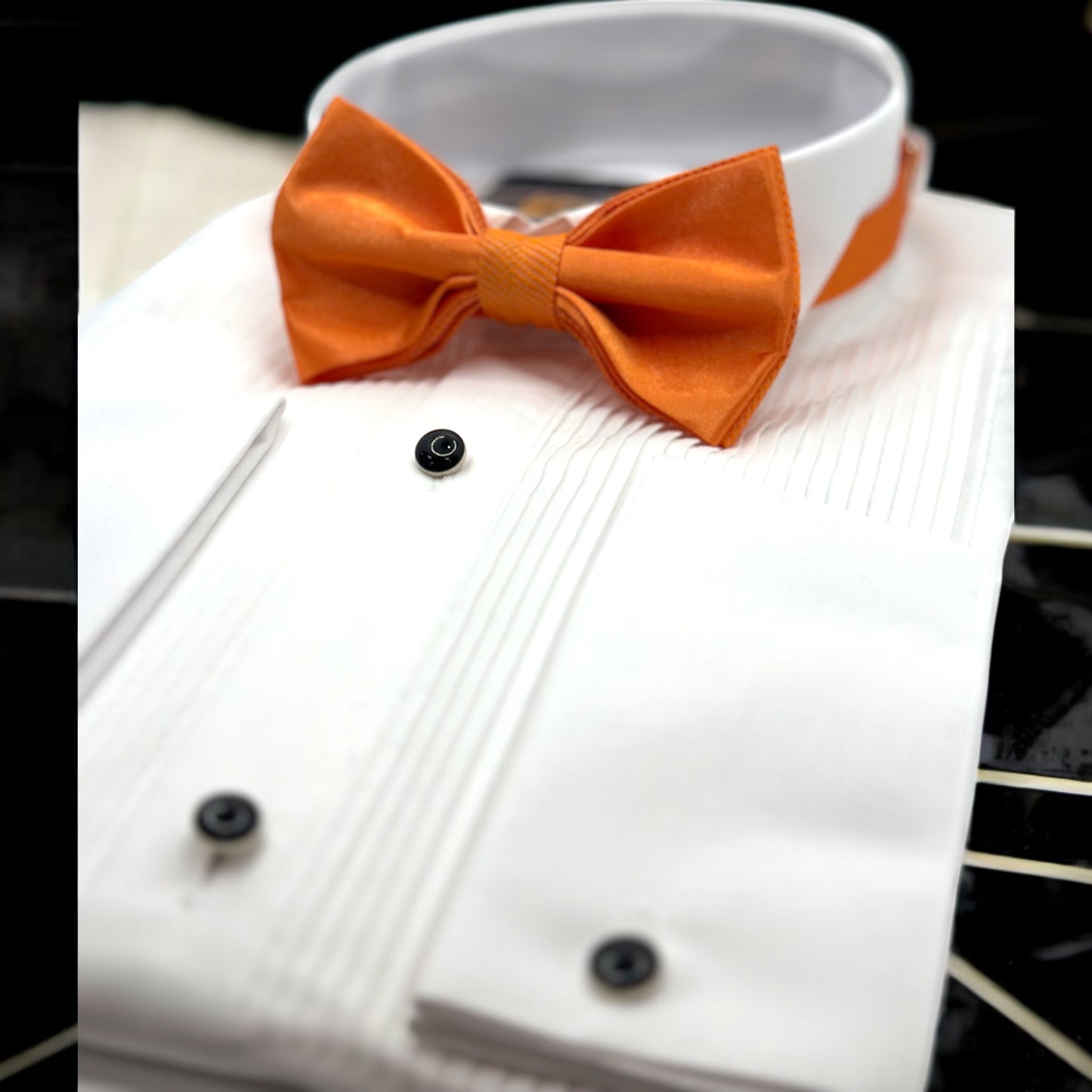Bright Orange Satin Tie with Adjustable Strap - Reversible