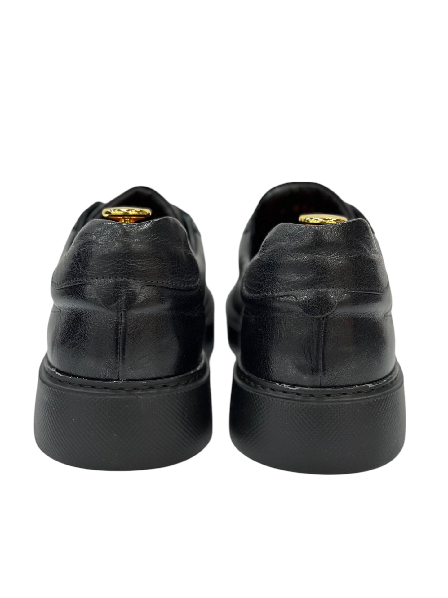 Black Sneakers - Unique   Leather- with Details  On the Side -Rubber Bottom -802