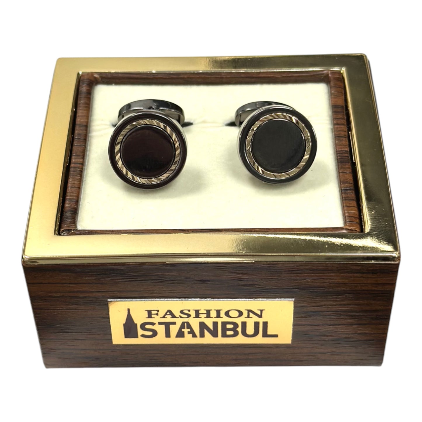 Round Chrome with a Touch of Silver  - Istanbul Fashion Cufflinks - 53