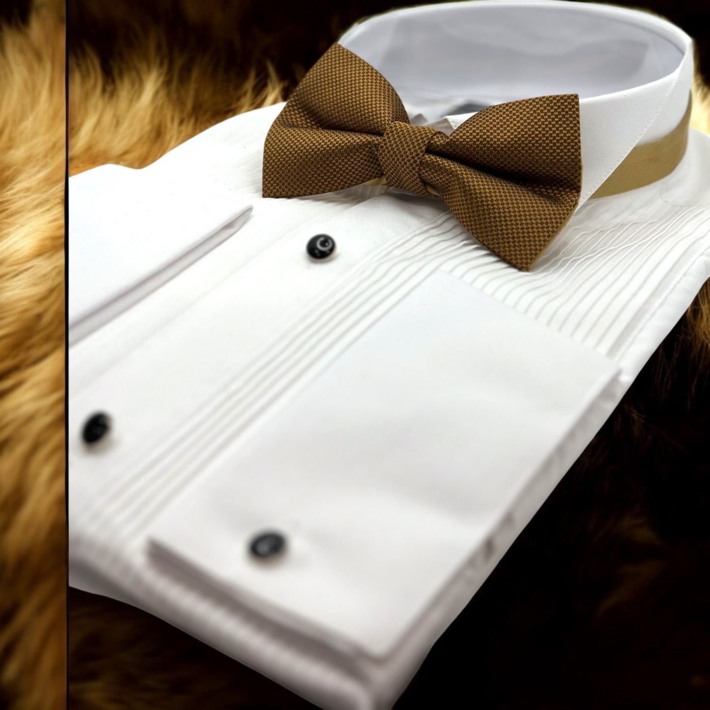 Contrasted Light and Dark Gold  Satin Tie with Adjustable Strap - Reversible