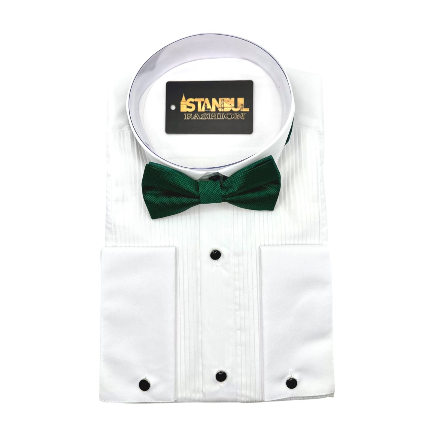 Green Bow Tie with Adjustable Strap-Reversible Model