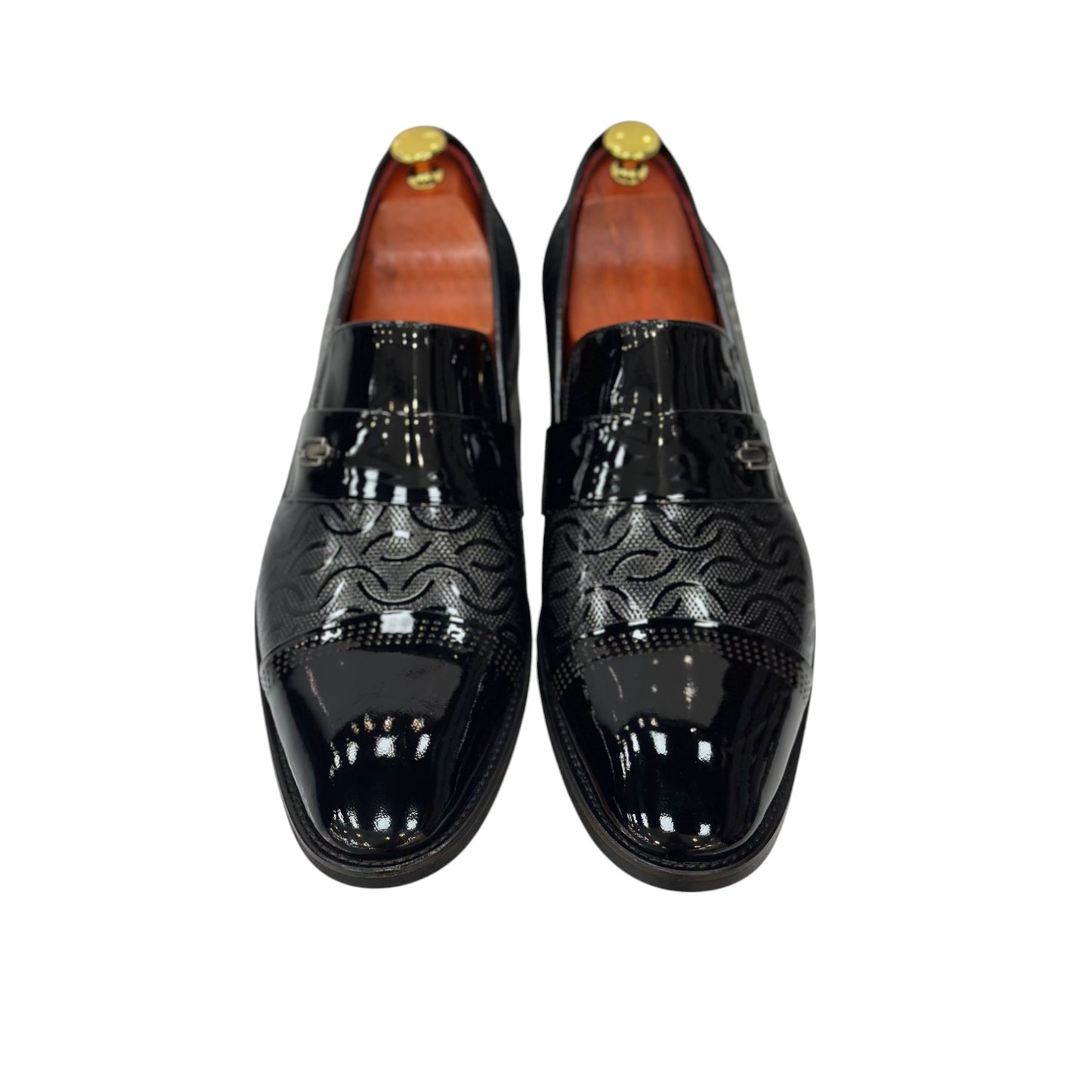 Black Istanbul Fashion by Raad Red Bottom Shiny Shoes With Unique Detailed Leather- 447