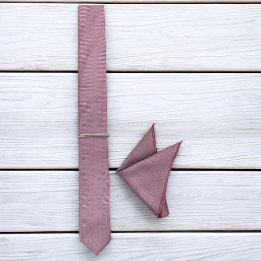 Light and Dark Reddish Pink - Istanbul Fashion Slim Tie, Textured Fabric