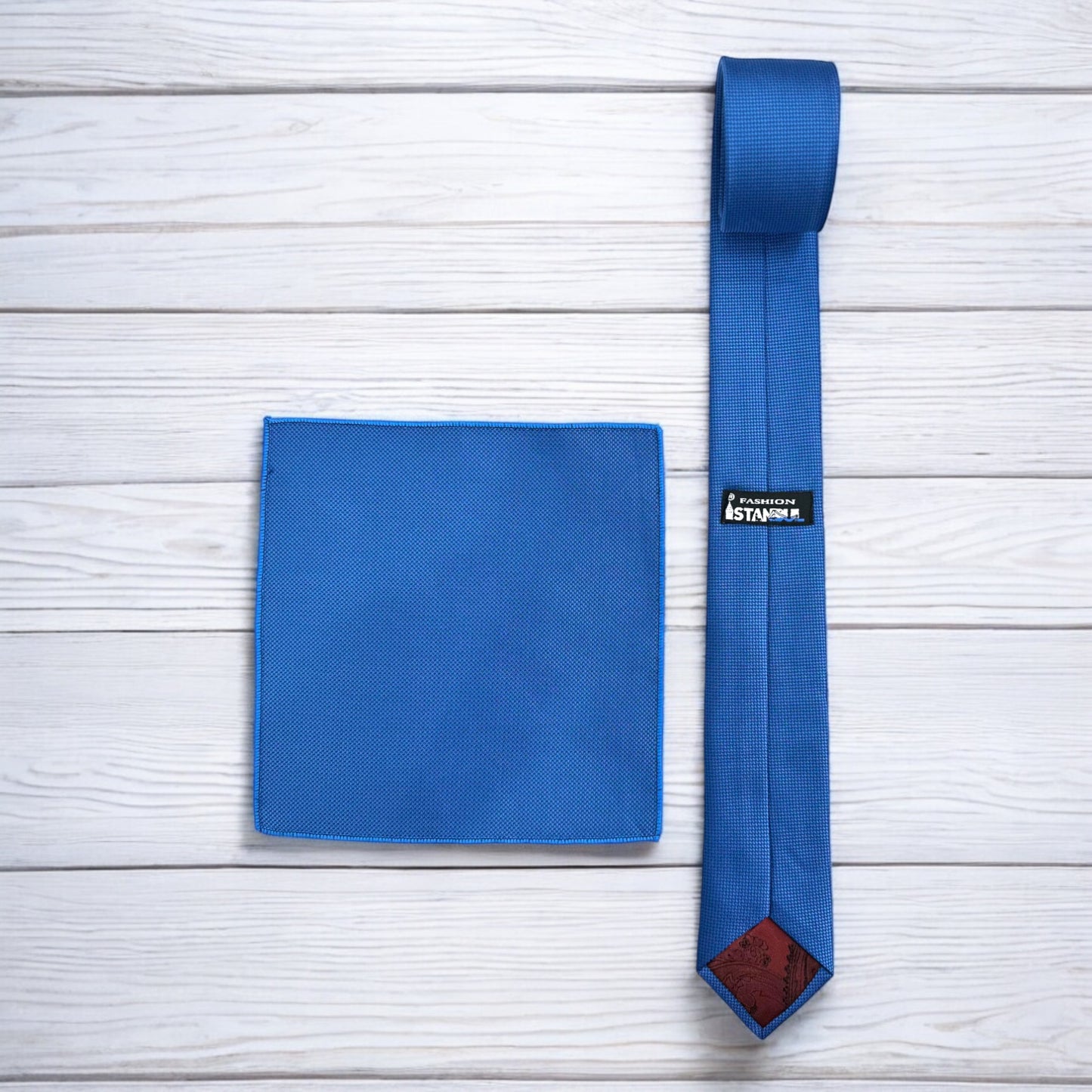 Elegant Blue with  Darker Lines- Istanbul Fashion Slim Tie, Textured Fabric