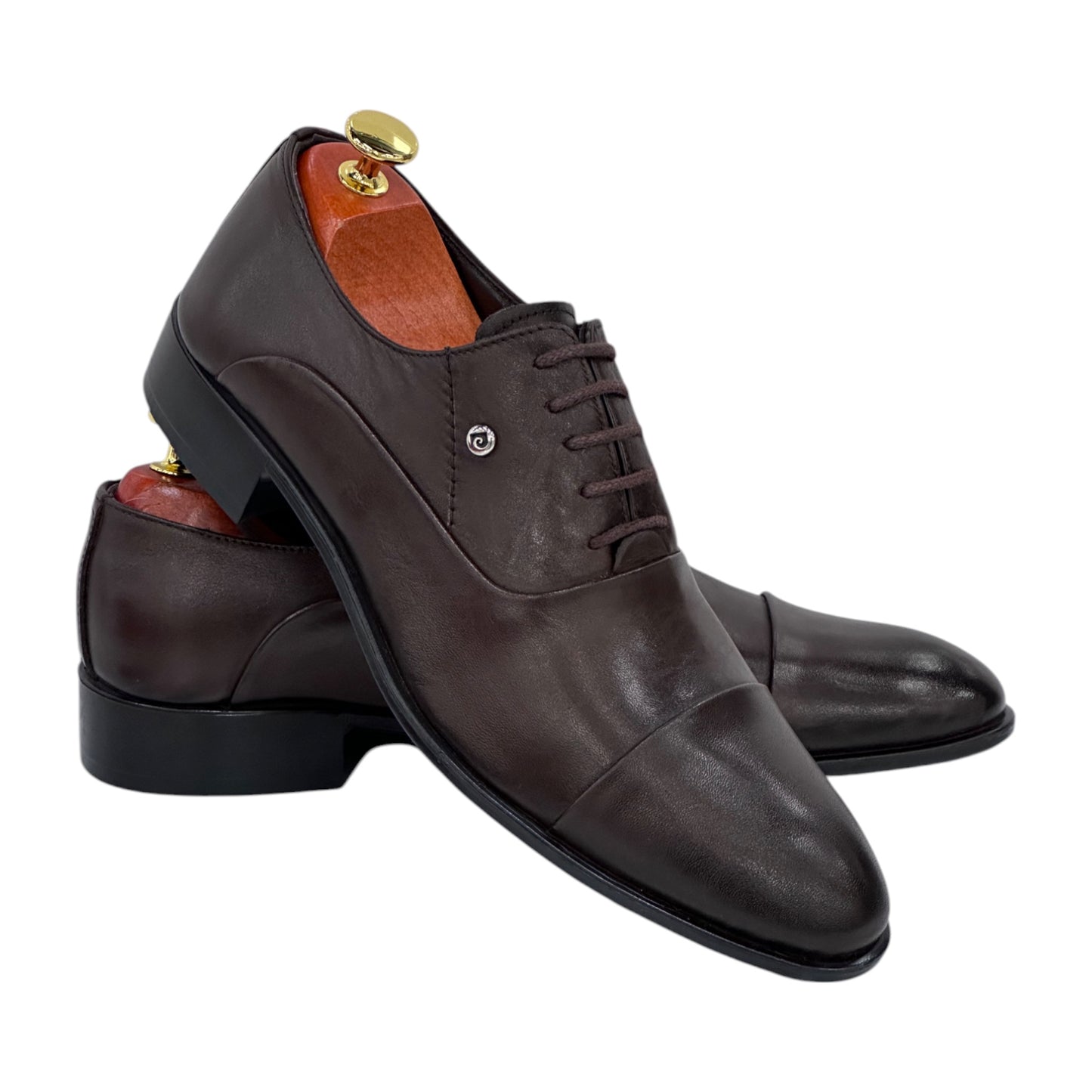 Brown Dress Shoes with Brown Lace-Made with Luxury Leather-7041
