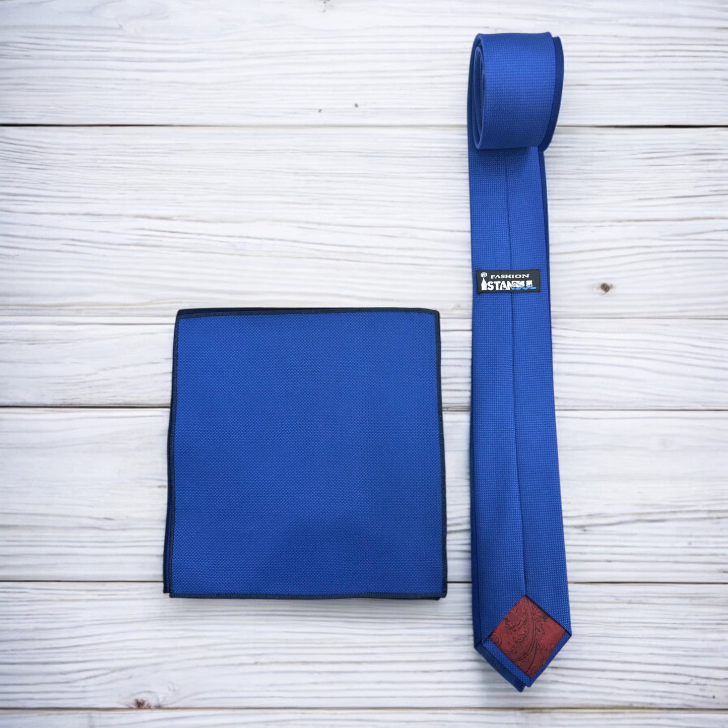 Dark Royal Blue  with Darker Lines- Istanbul Fashion Slim Tie, Textured Fabric