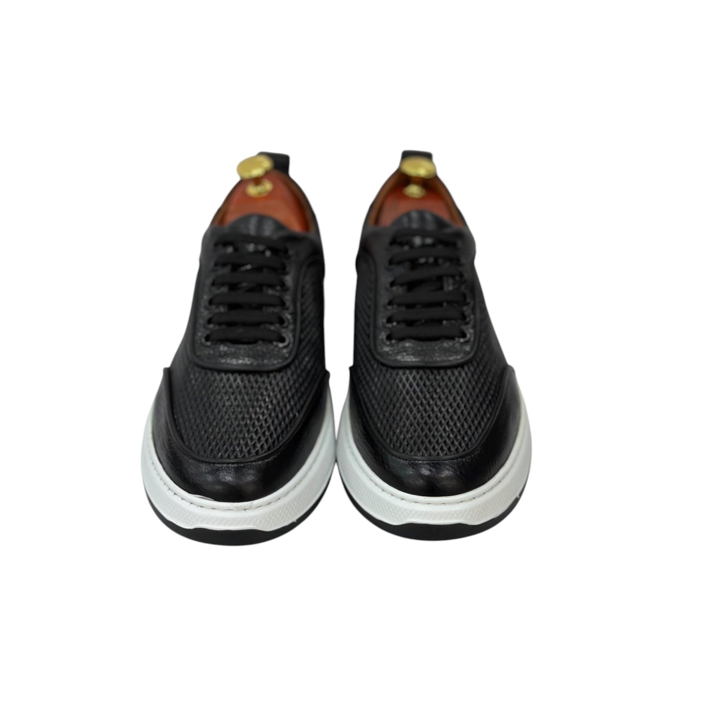 Black-White Sneakers_Shiny Finish-Black Lace-Luxury Interior and exterior Leather-165-020