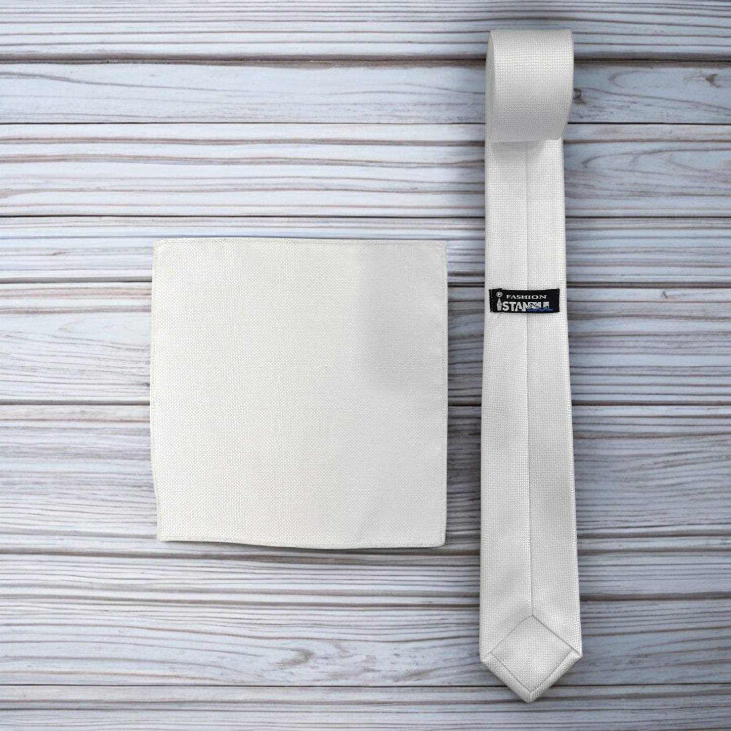 Whitest White  - Istanbul Fashion Slim Tie, Textured Fabric