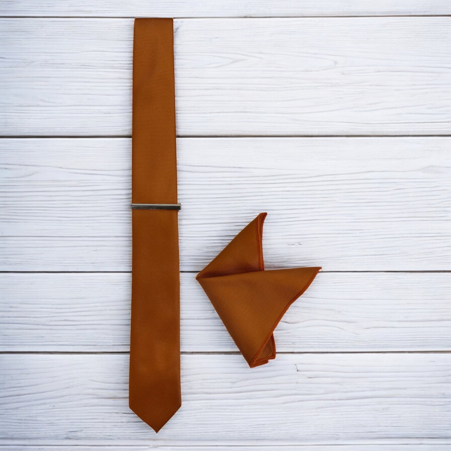 Dark Orange  - Istanbul Fashion Slim Tie, Textured Fabric