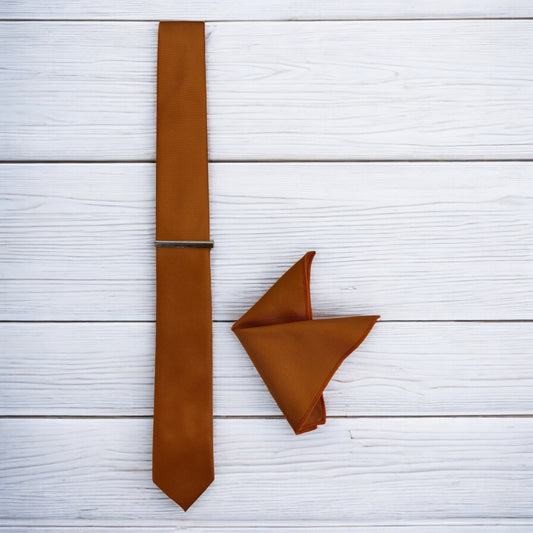 Dark Orange  - Istanbul Fashion Slim Tie, Textured Fabric