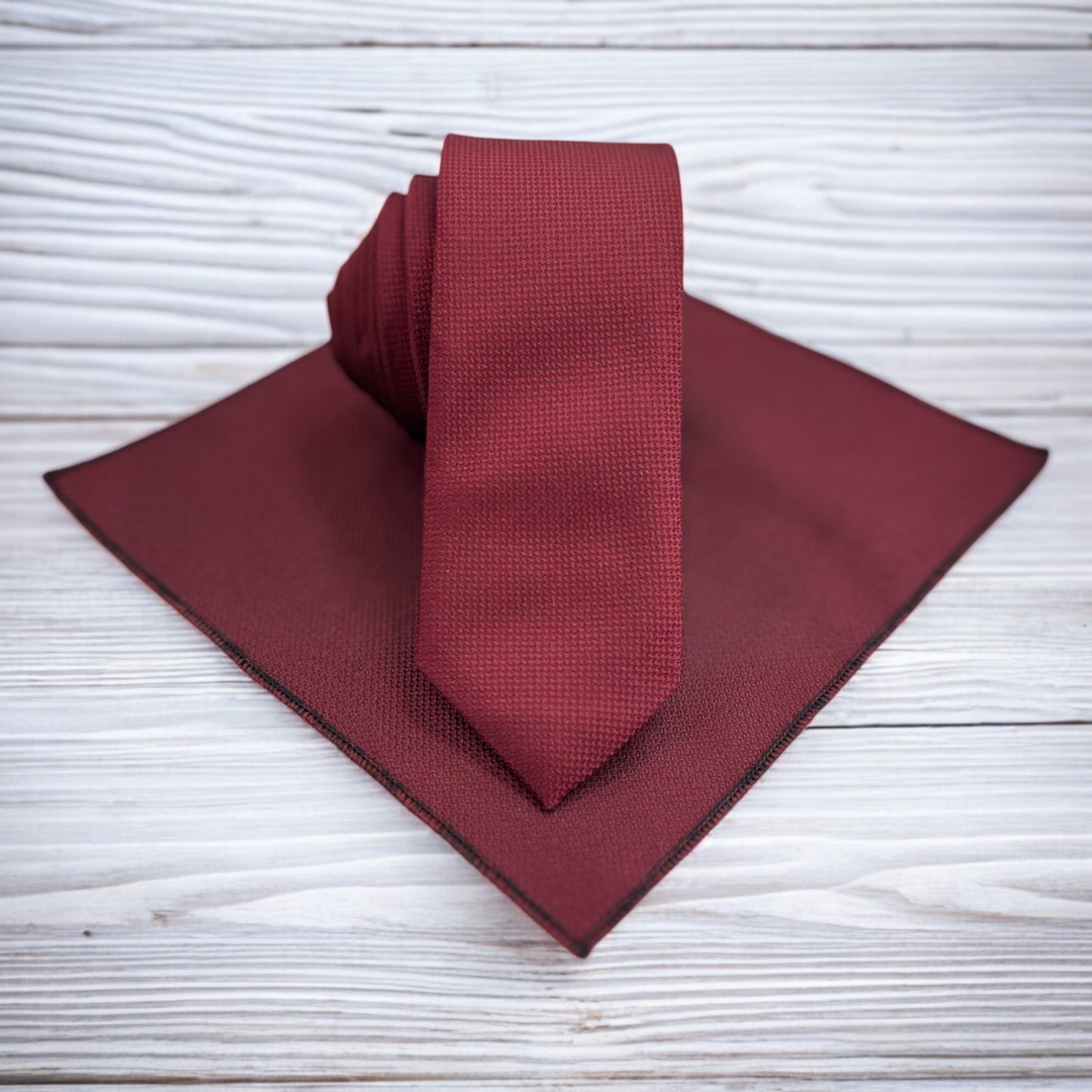 Classy Burgundy with Dark Lines  - Istanbul Fashion Slim Tie, Textured Fabric