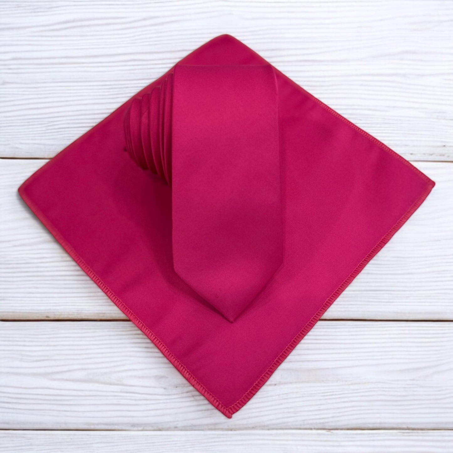Hot Pink - Istanbul Fashion Slim Tie, Plain Satin