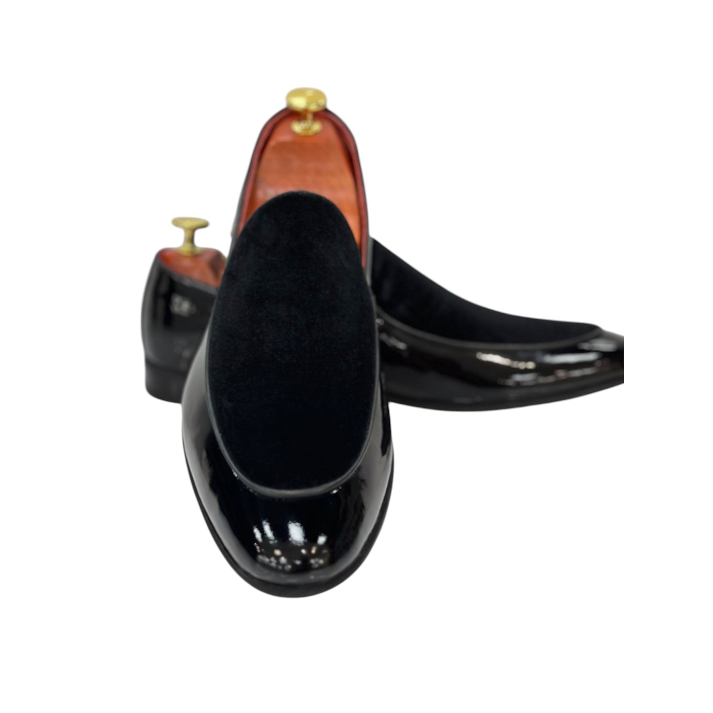 Black Istanbul Fashion by Raad Red Bottom Shoes With Unique Velvet on Leather Mix-1529