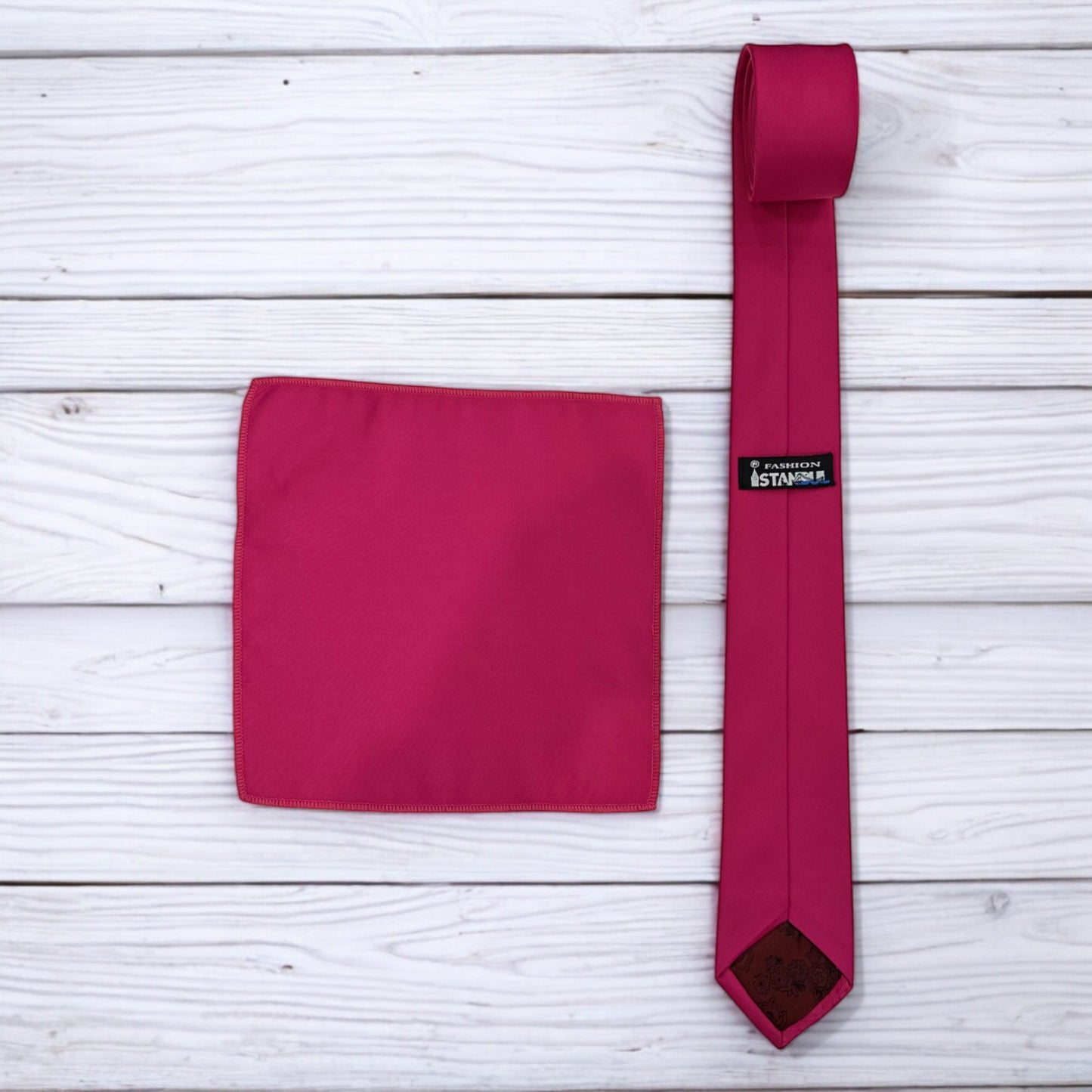 Hot Pink - Istanbul Fashion Slim Tie, Plain Satin