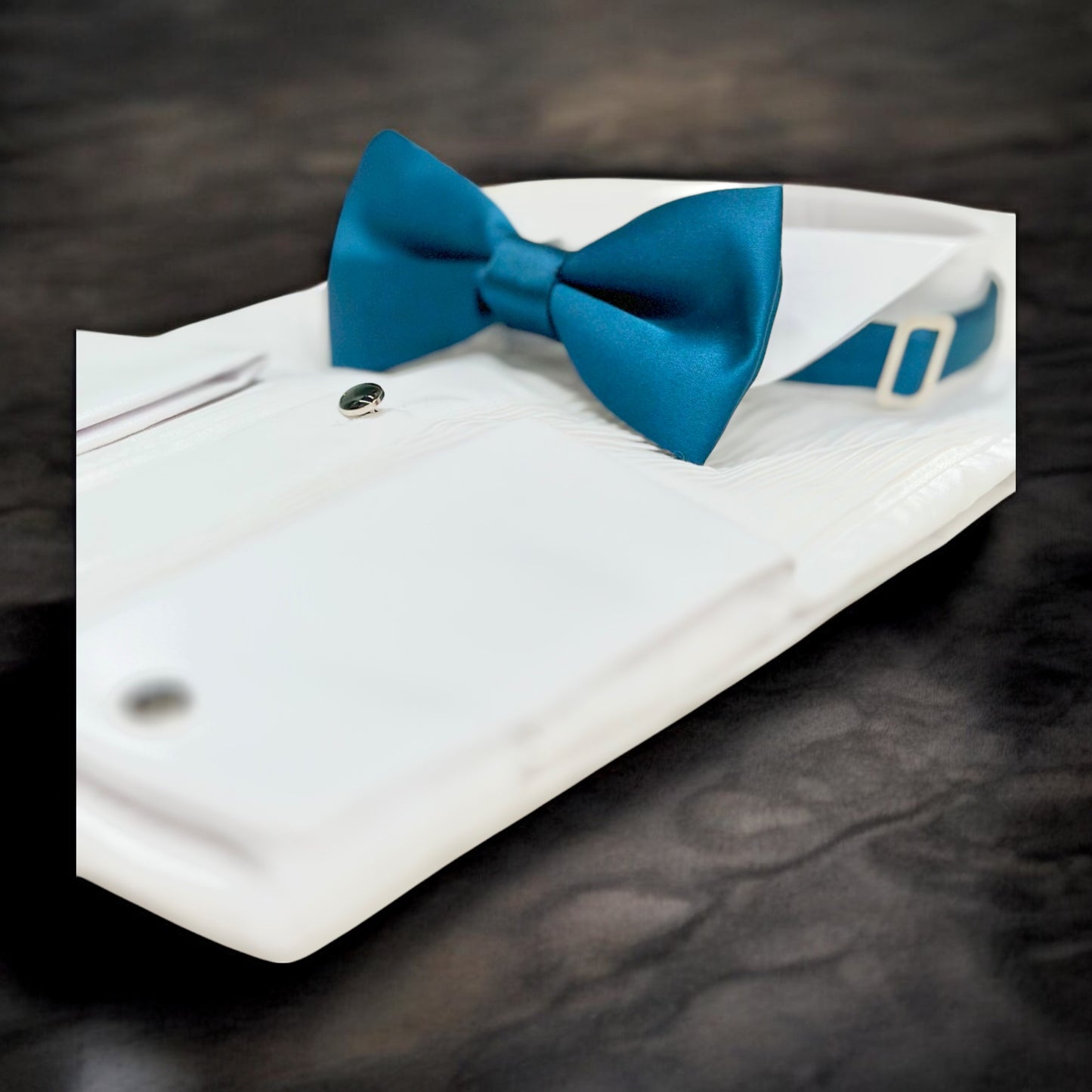 Sapphire Blue Bow Tie with Adjustable Strap  Silky