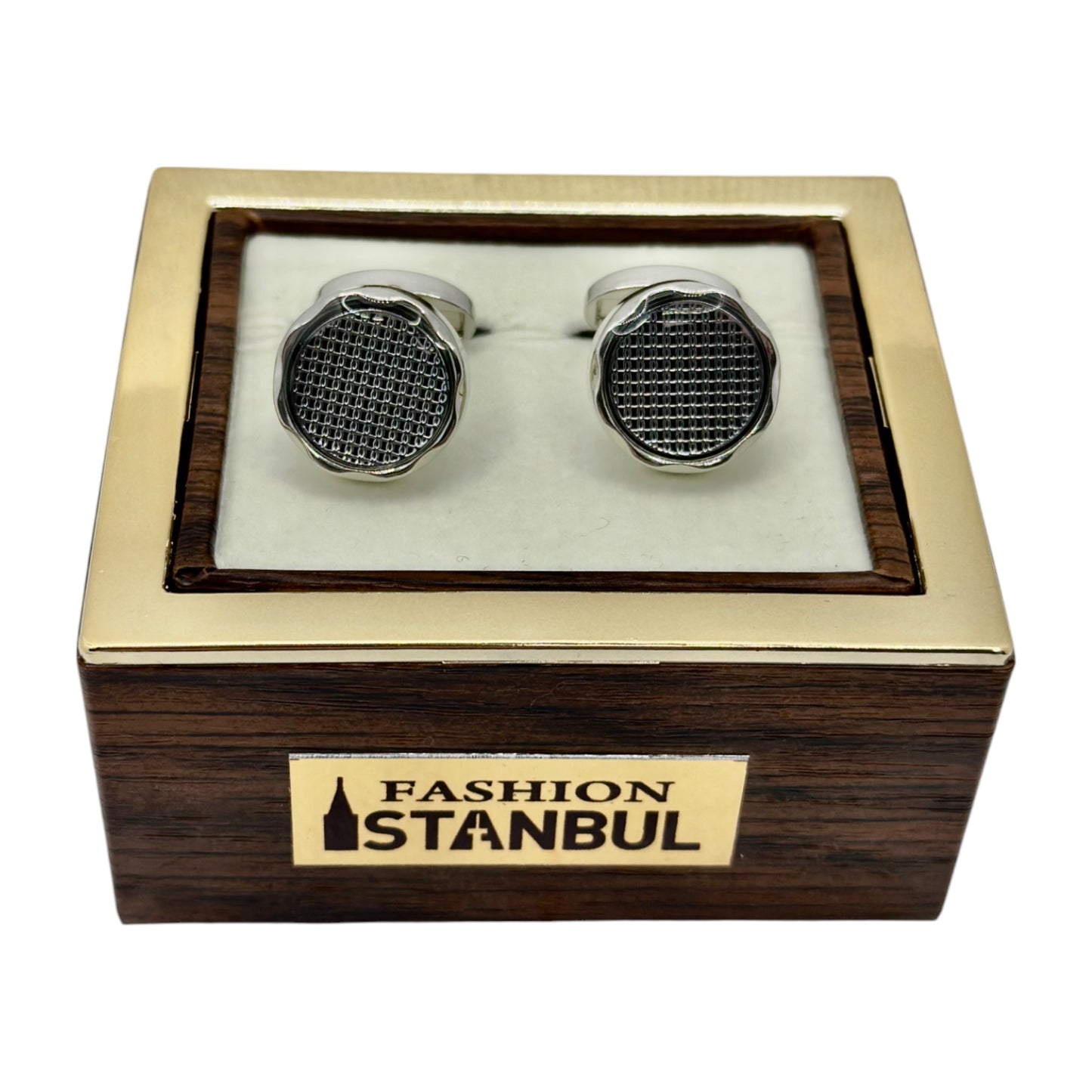 Silver Shiny Round  Round Istanbul Fashion Cufflinks  - 27