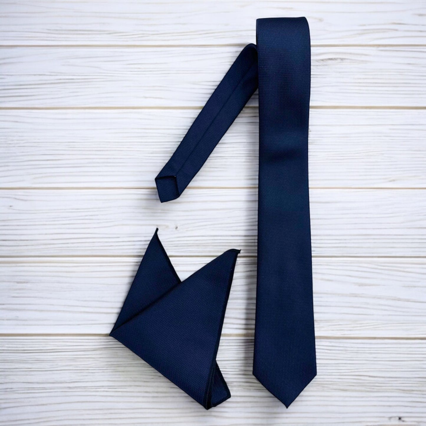 Darkest Navy - Istanbul Fashion Slim Tie, Textured Fabric