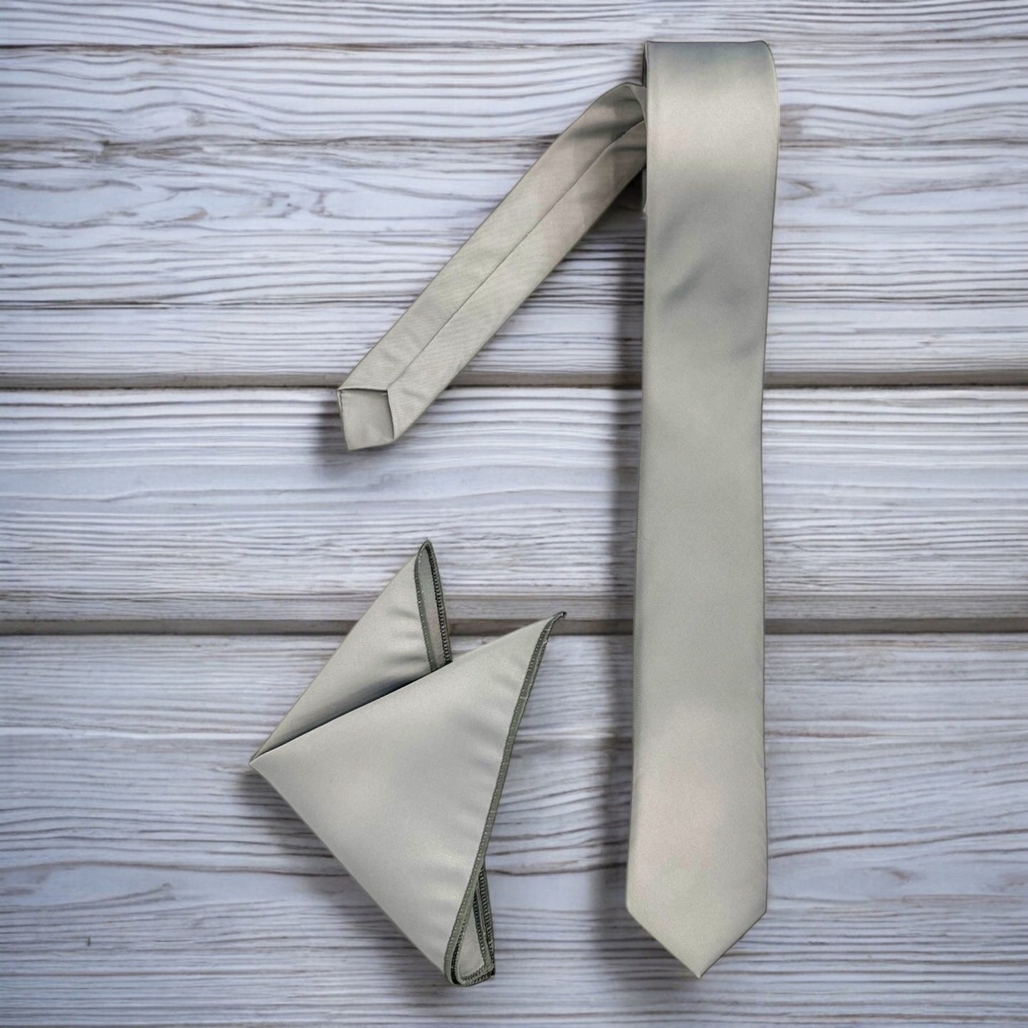 Light Gray - Istanbul Fashion Slim Tie, Plain Satin