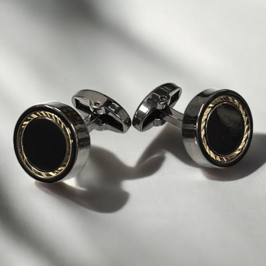 Round Chrome with a Touch of Silver  - Istanbul Fashion Cufflinks - 53
