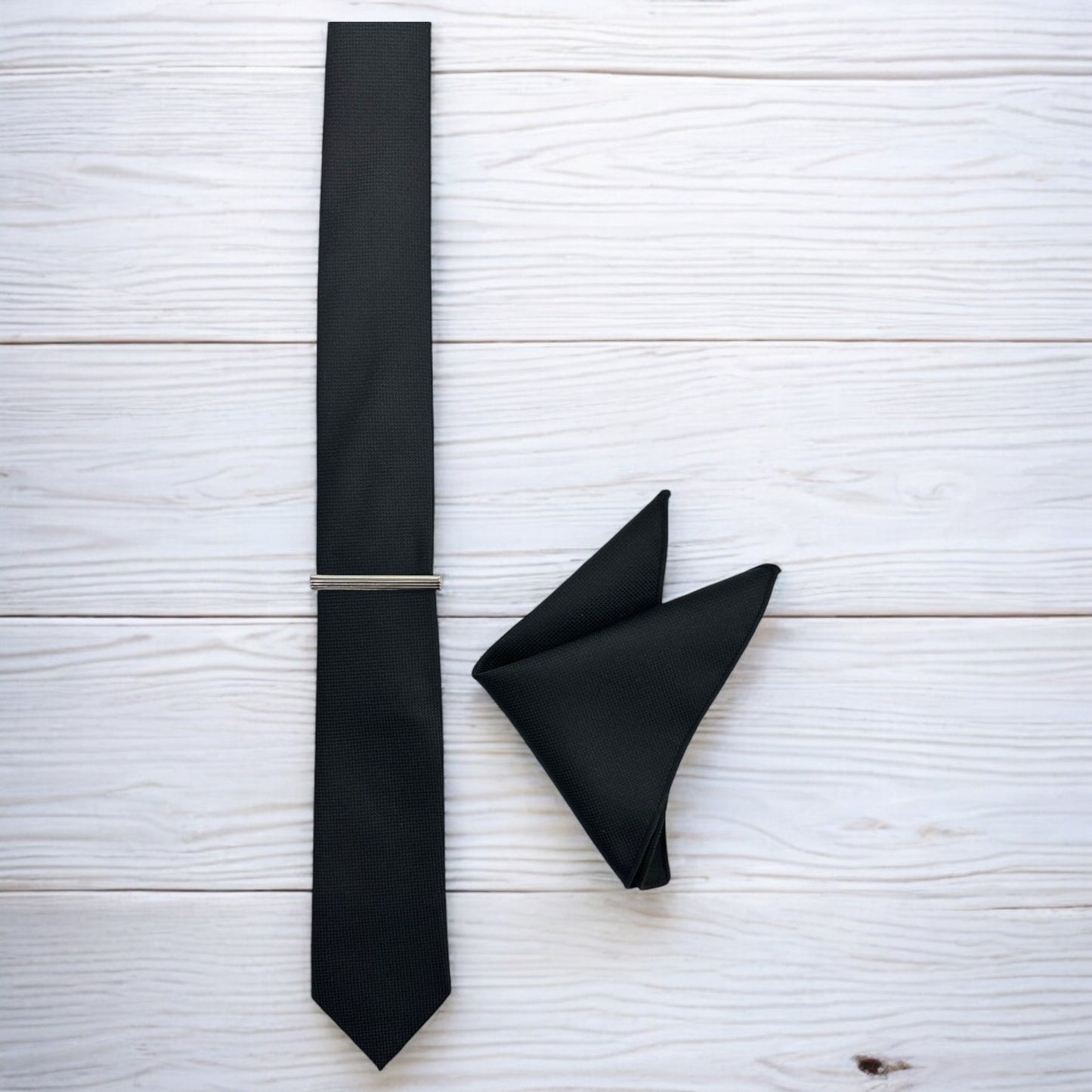 Blackest Black  Istanbul Fashion Slim Tie, Textured Fabric