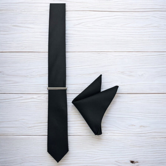 Blackest Black  Istanbul Fashion Slim Tie, Textured Fabric