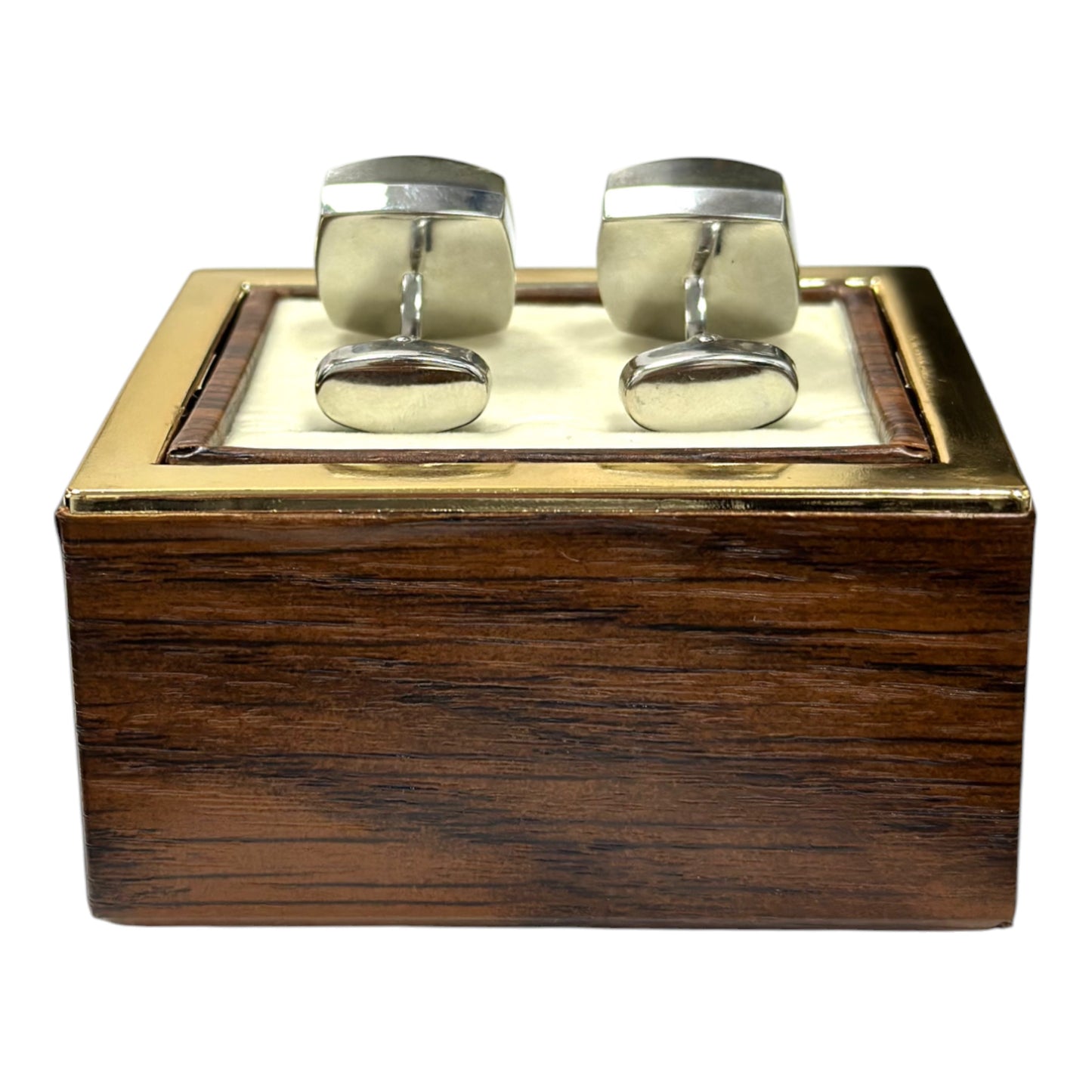 Squared Black Glass Looking on Gold Lines - Istanbul Fashion Cufflinks - 55