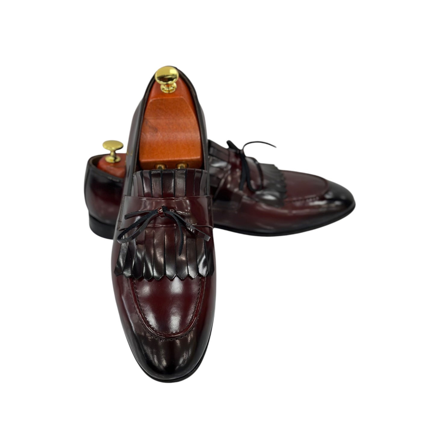 Glossy-Dark Cherry  Dress Shoes with Textured Detailing made with Hight Quality Leather-9090