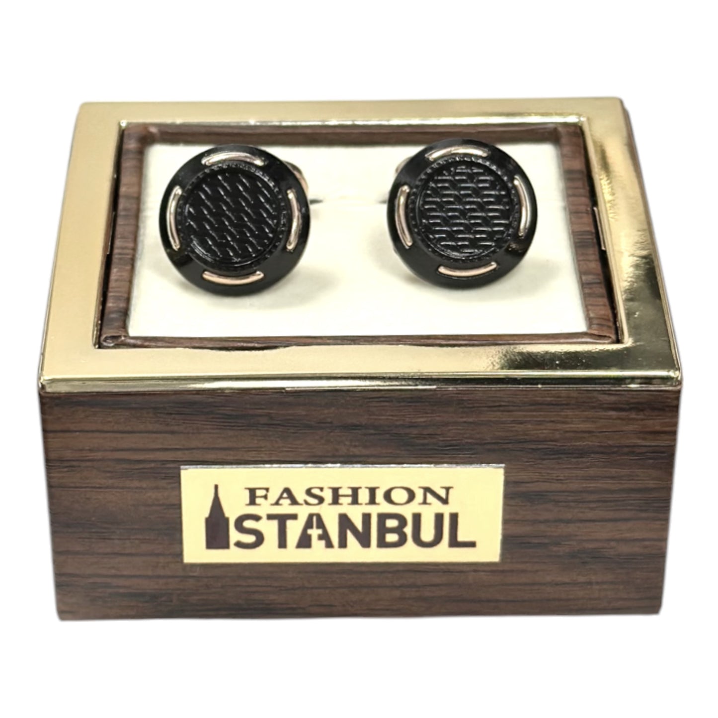 Round Black Matte and Shiny Rose Gold Finish  - Istanbul Fashion Cufflinks - 47