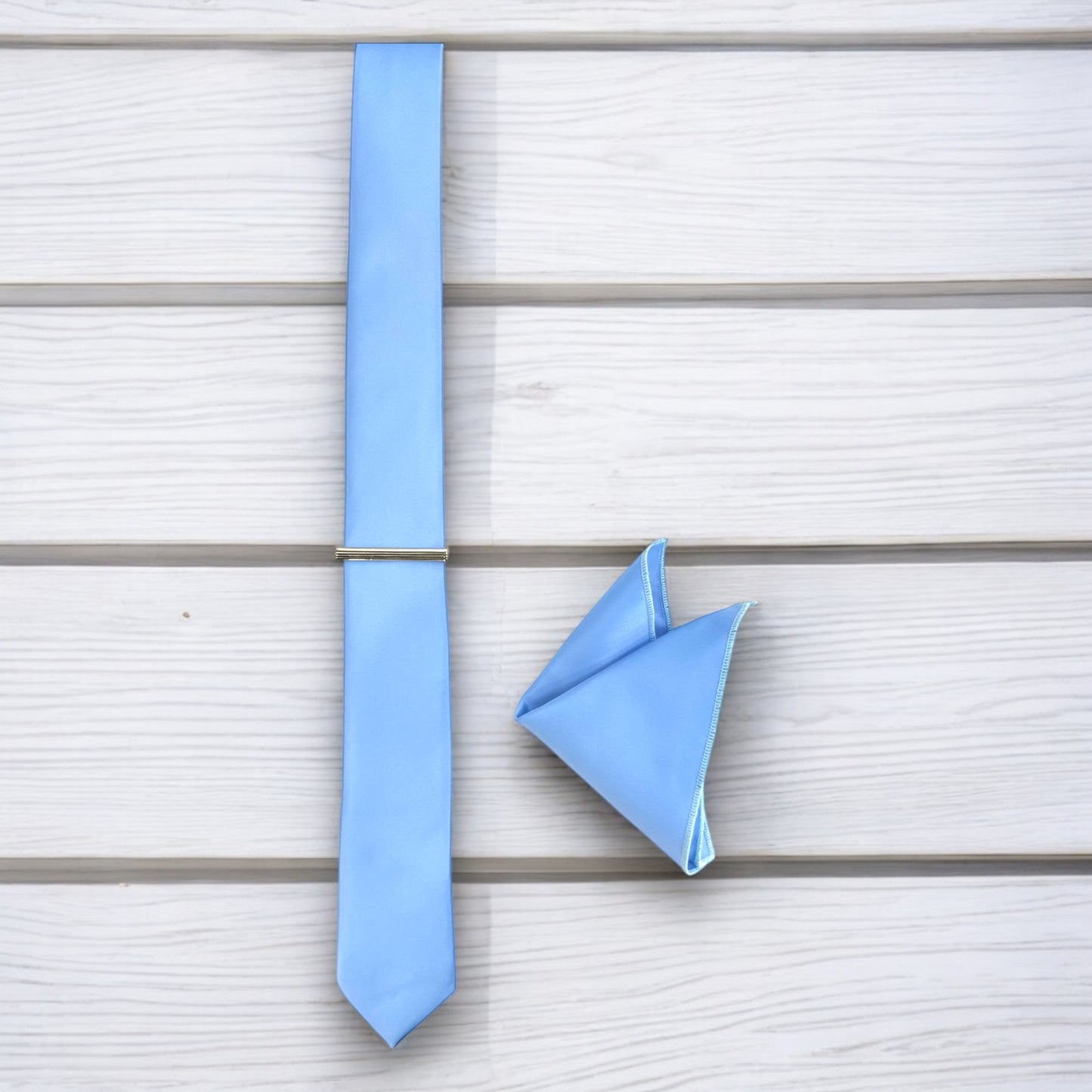 Light Blue   - Istanbul Fashion Slim Tie, Plain Satin