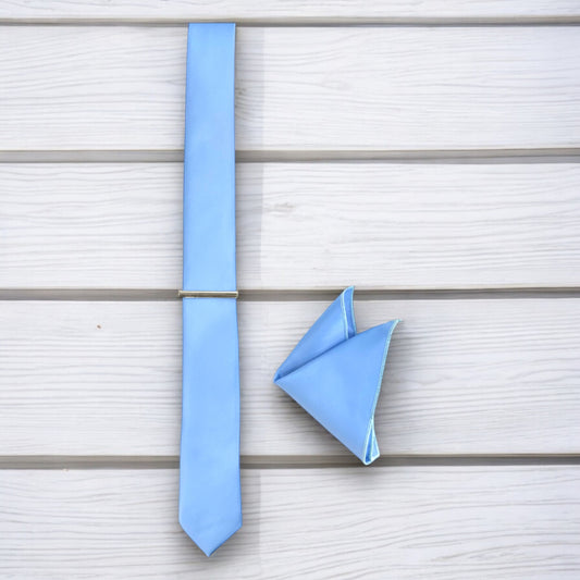 Light Blue   - Istanbul Fashion Slim Tie, Plain Satin