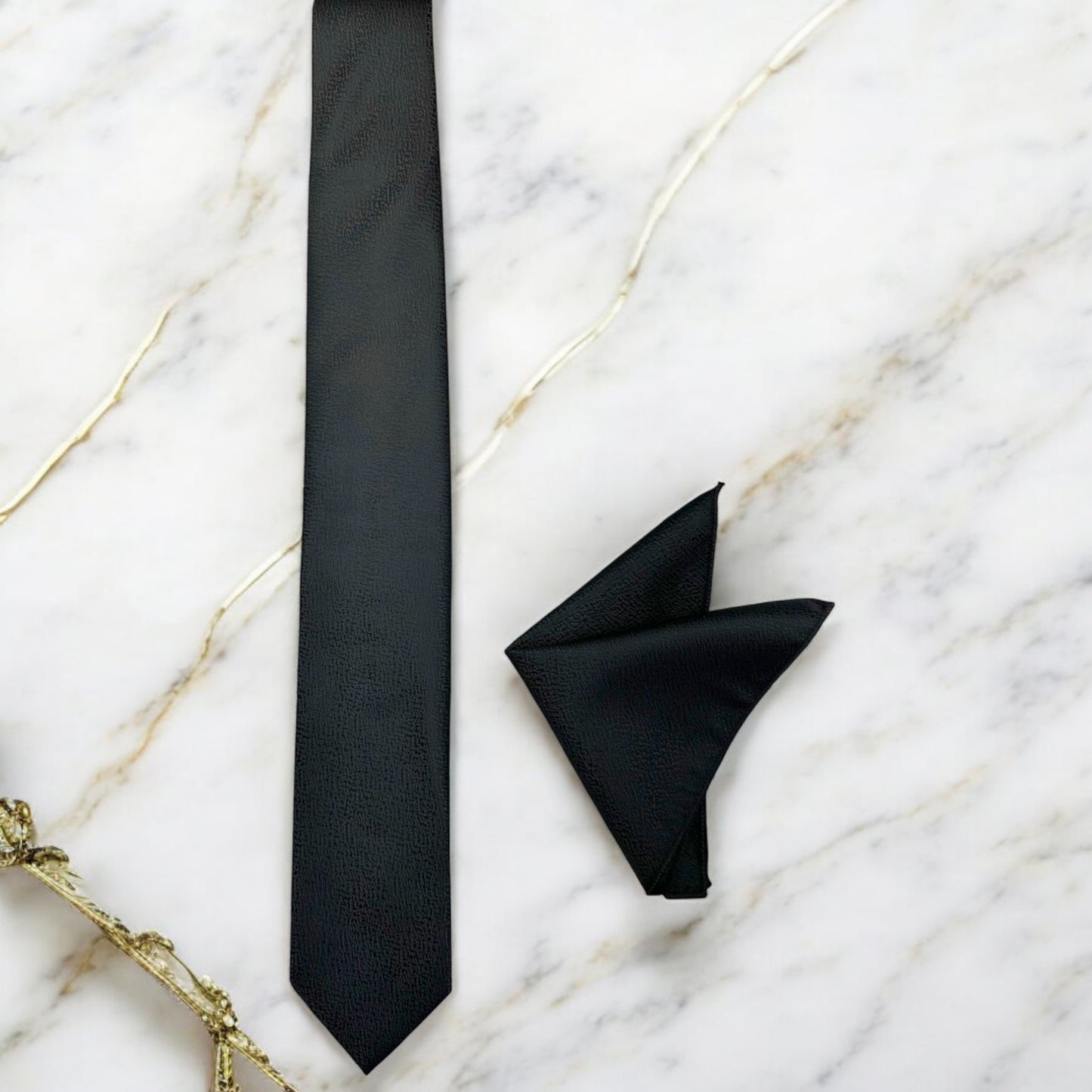 Black on Black Dotted Finish- Istanbul Fashion Tie - Classic Wide