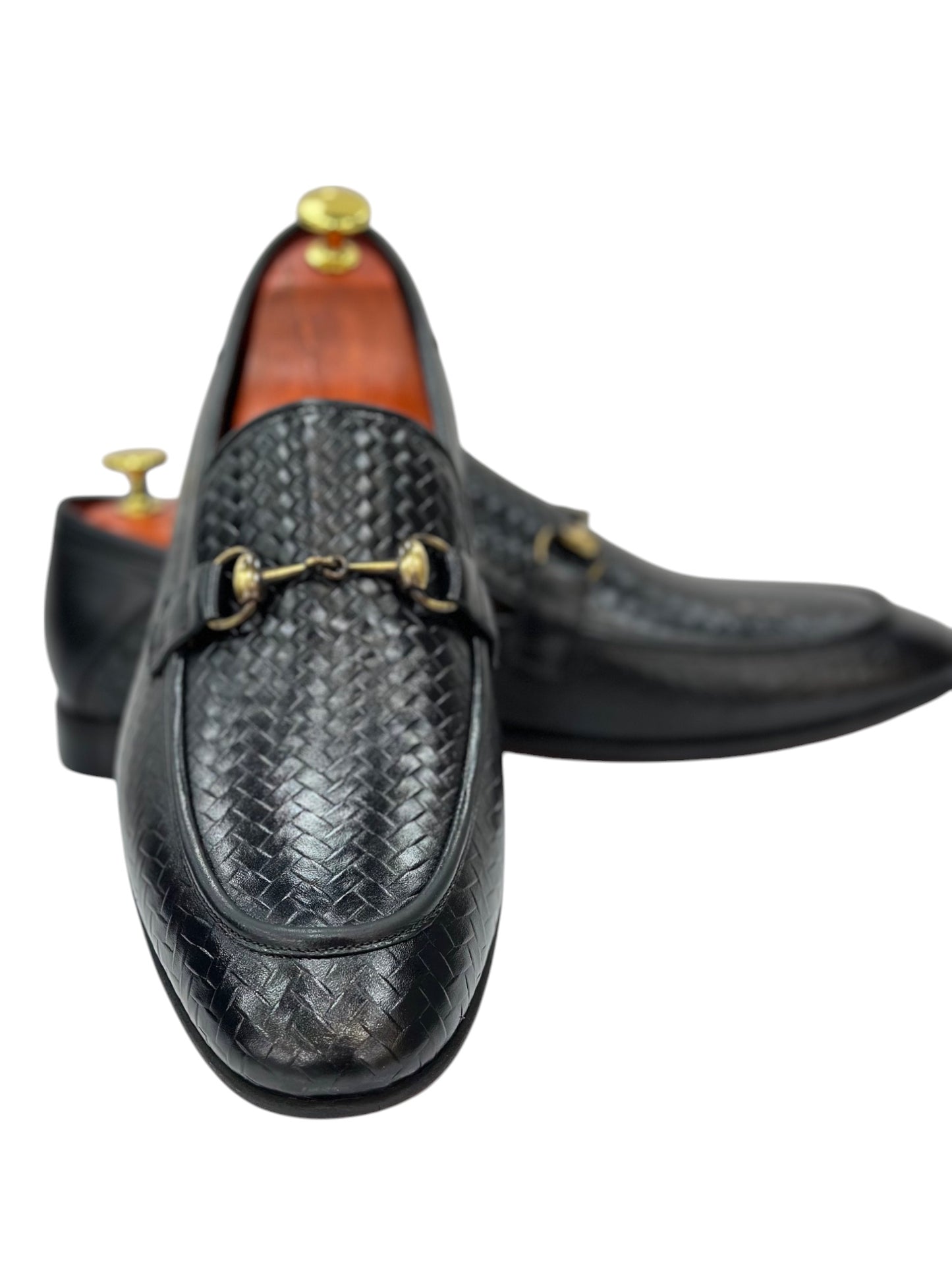 Black Istanbul Fashion by Raad Red Bottom Shoes With Gold Metal Piece- 1216