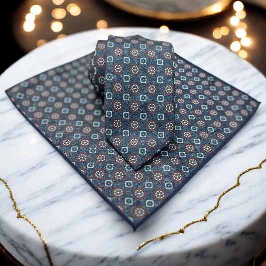 Blue and Brown Circles - Istanbul Fashion Tie - Classic Wide