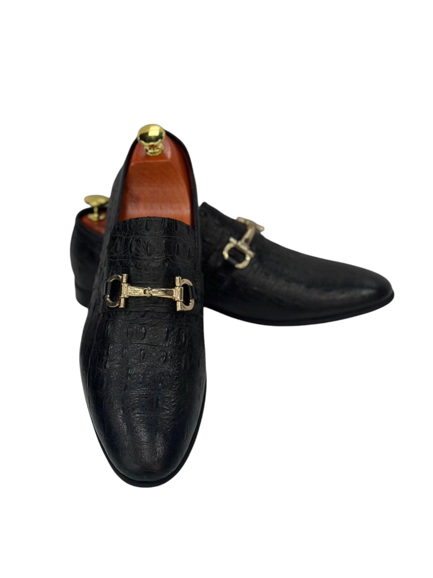 Black Istanbul Fashion by Raad Red Bottom Shoes With Gold Buckle-997