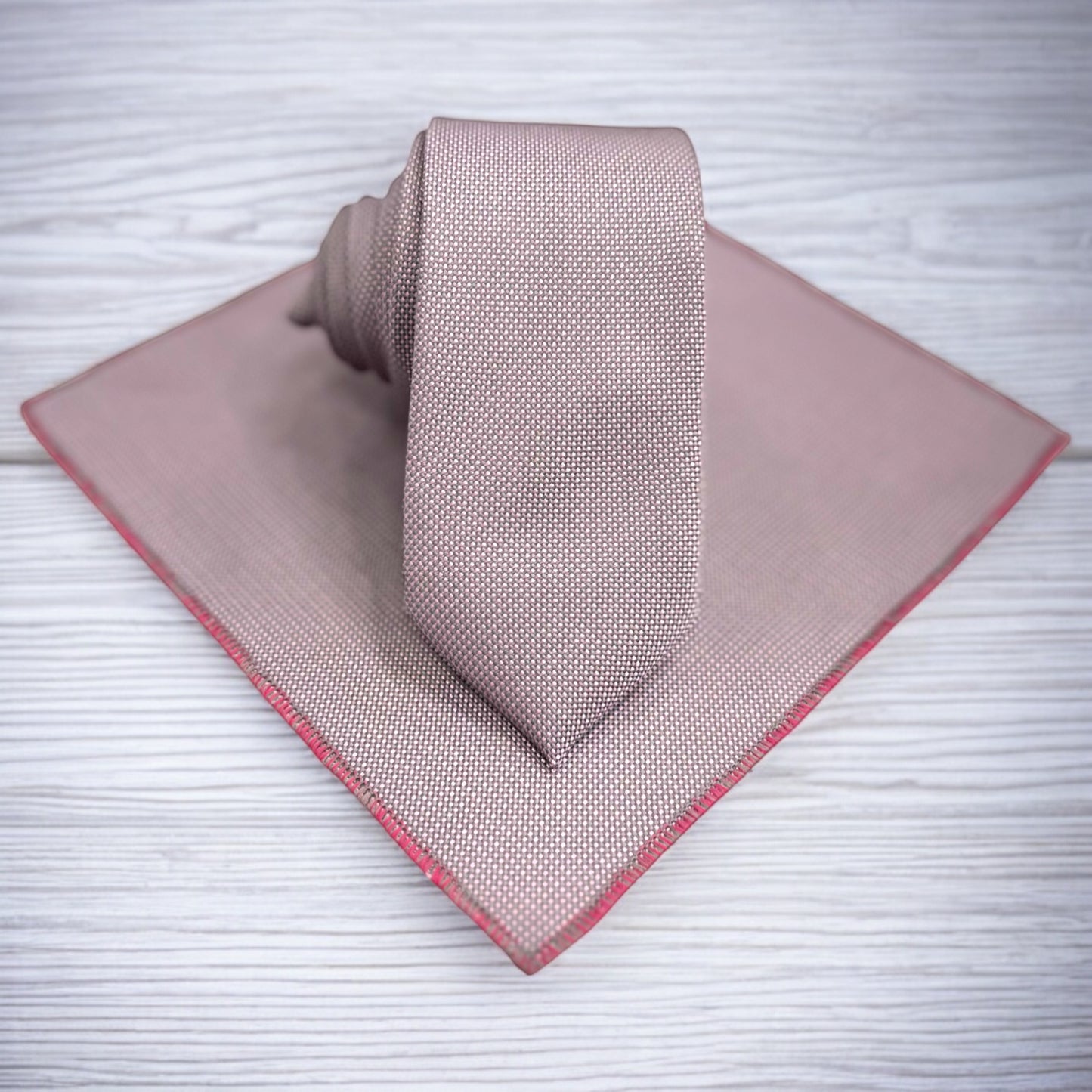 Mauve with Gray Lines- Istanbul Fashion Slim Tie, Textured Fabric