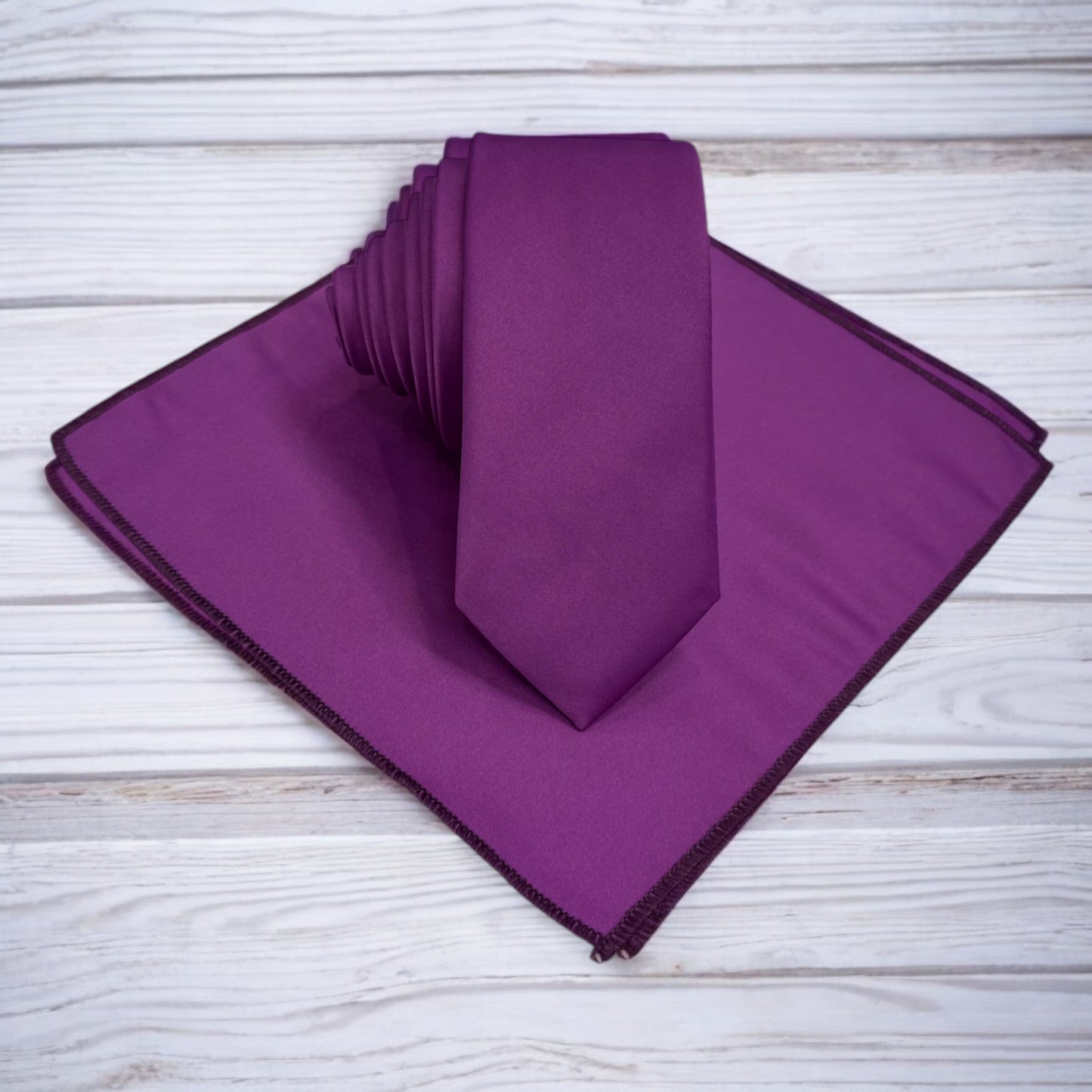 Daisy Purple  - Istanbul Fashion Slim Tie, Plain Satin