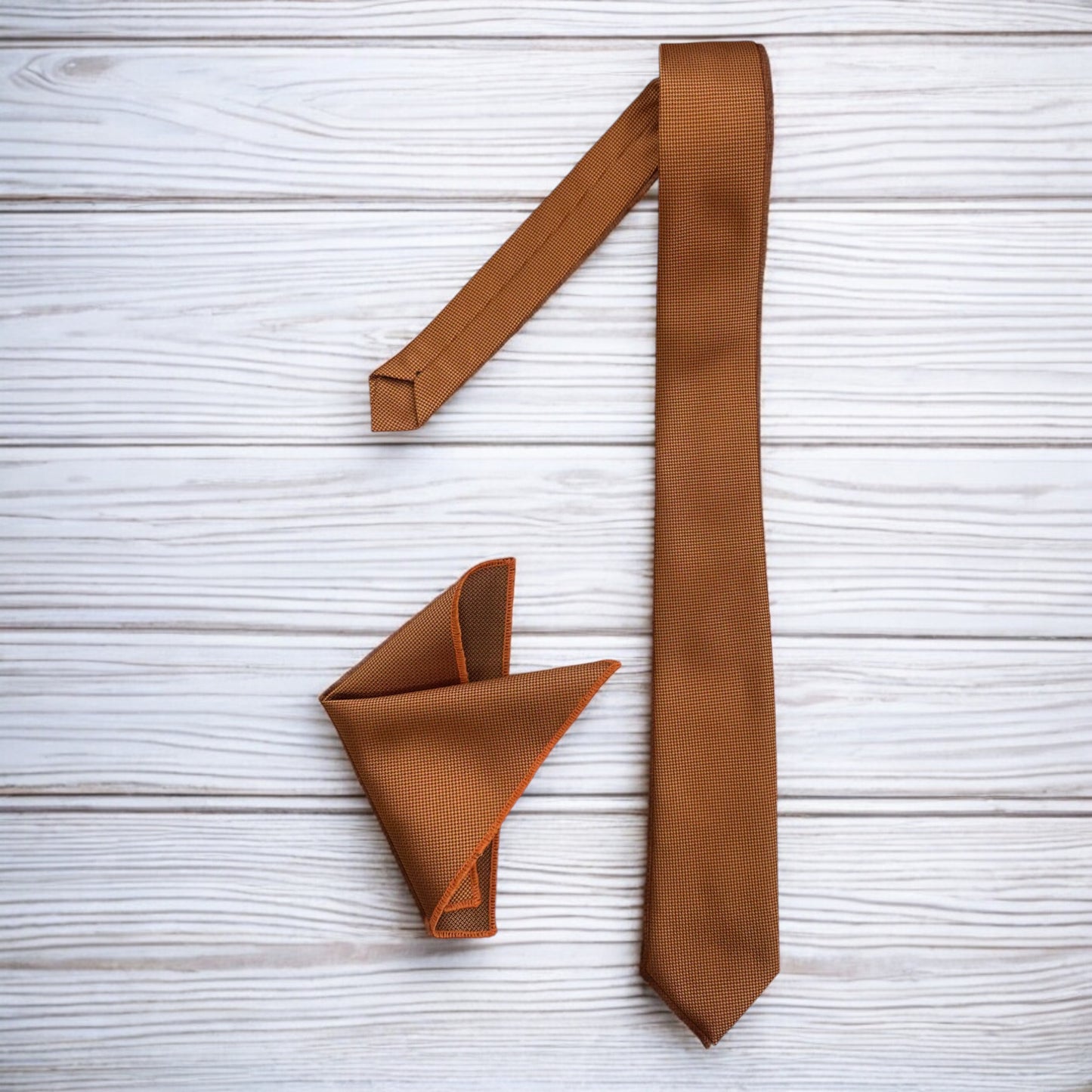 Dark Orange with Dark Lines  - Istanbul Fashion Slim Tie, Textured Fabric