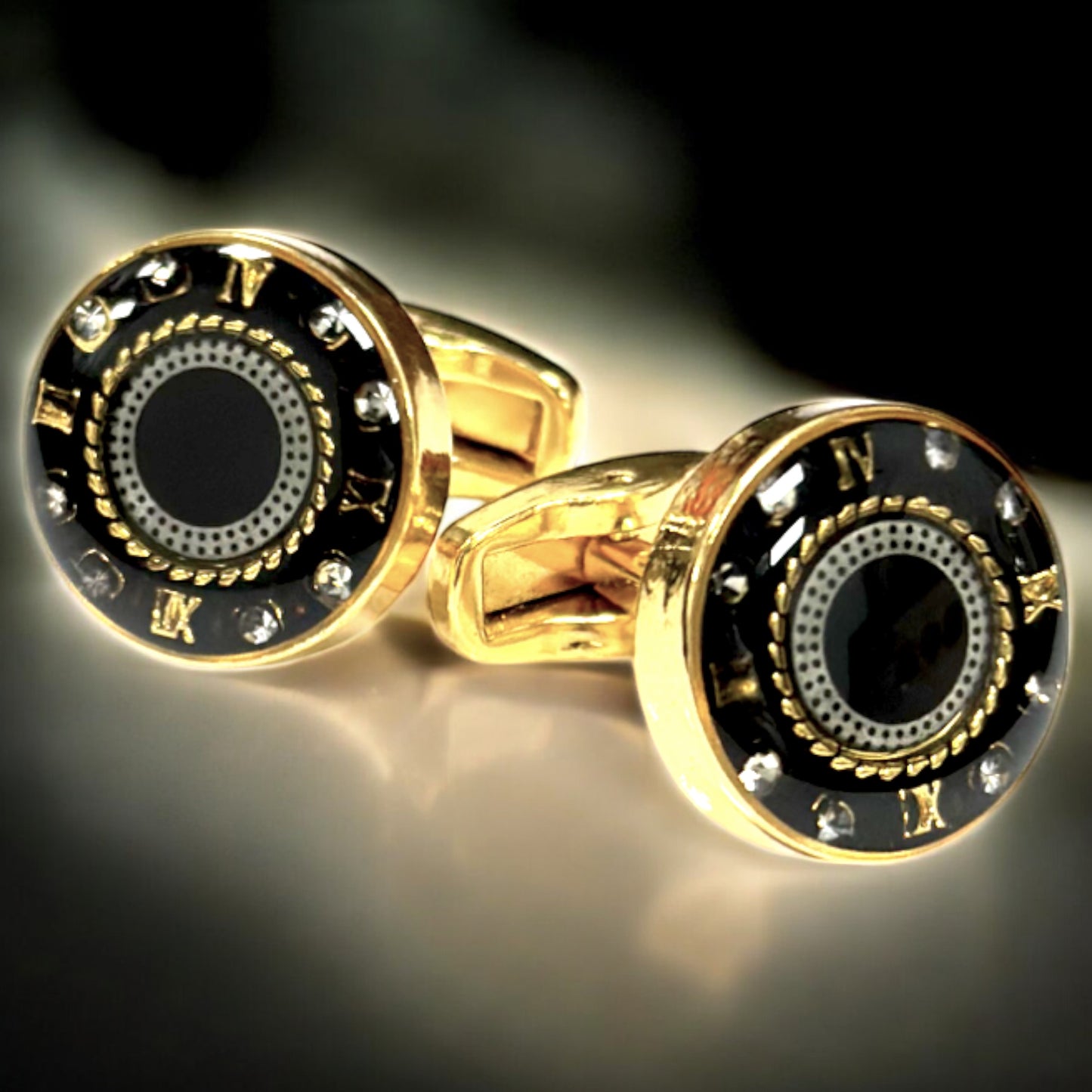 Luxury Gold Details with Diamonds and Black Interior  - Istanbul Fashion Cufflinks - 43