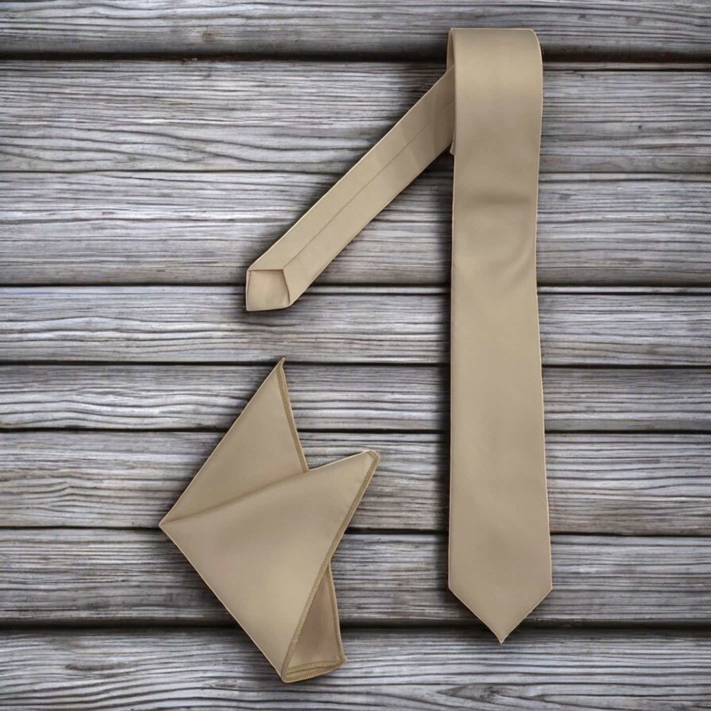 Creamy White  - Istanbul Fashion Slim Tie, Plain Satin