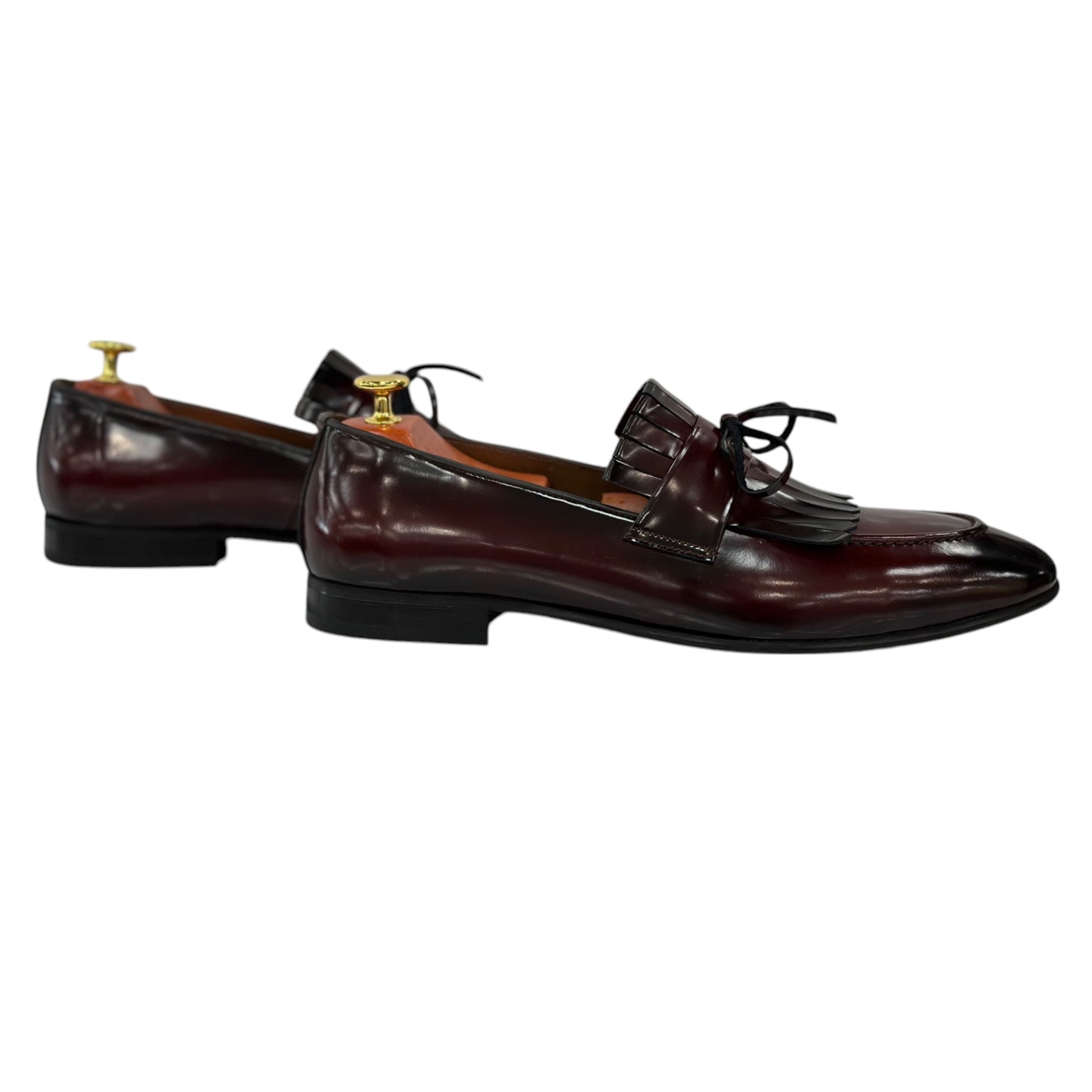 Glossy-Dark Cherry  Dress Shoes with Textured Detailing made with Hight Quality Leather-9090