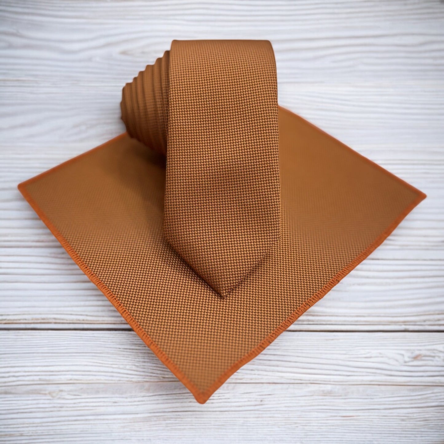 Dark Orange with Dark Lines  - Istanbul Fashion Slim Tie, Textured Fabric