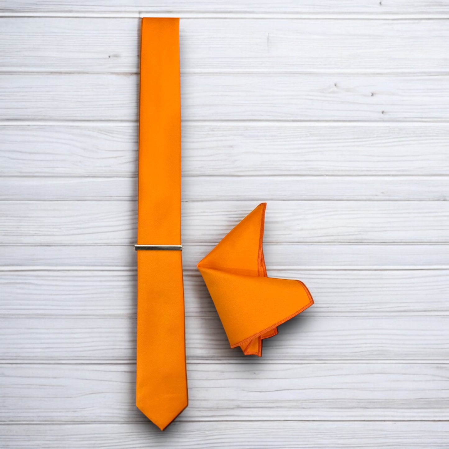 Bright Orange - Istanbul Fashion Slim Tie, Plain Satin