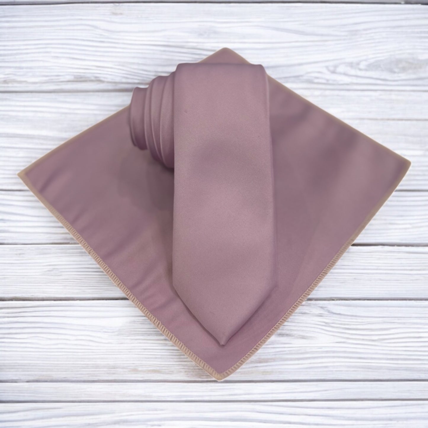 Light Mauve - Istanbul Fashion Slim Tie, Plain Satin