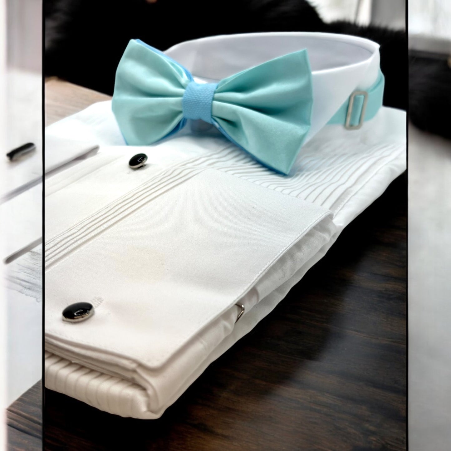 Sky Blue Two Toned  Tie with Adjustable Strap-Reversible Model Silky and Textured Fabric
