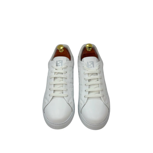 White Sneakers- With Lace-Detailed Leather-Rubber Bottom-8503