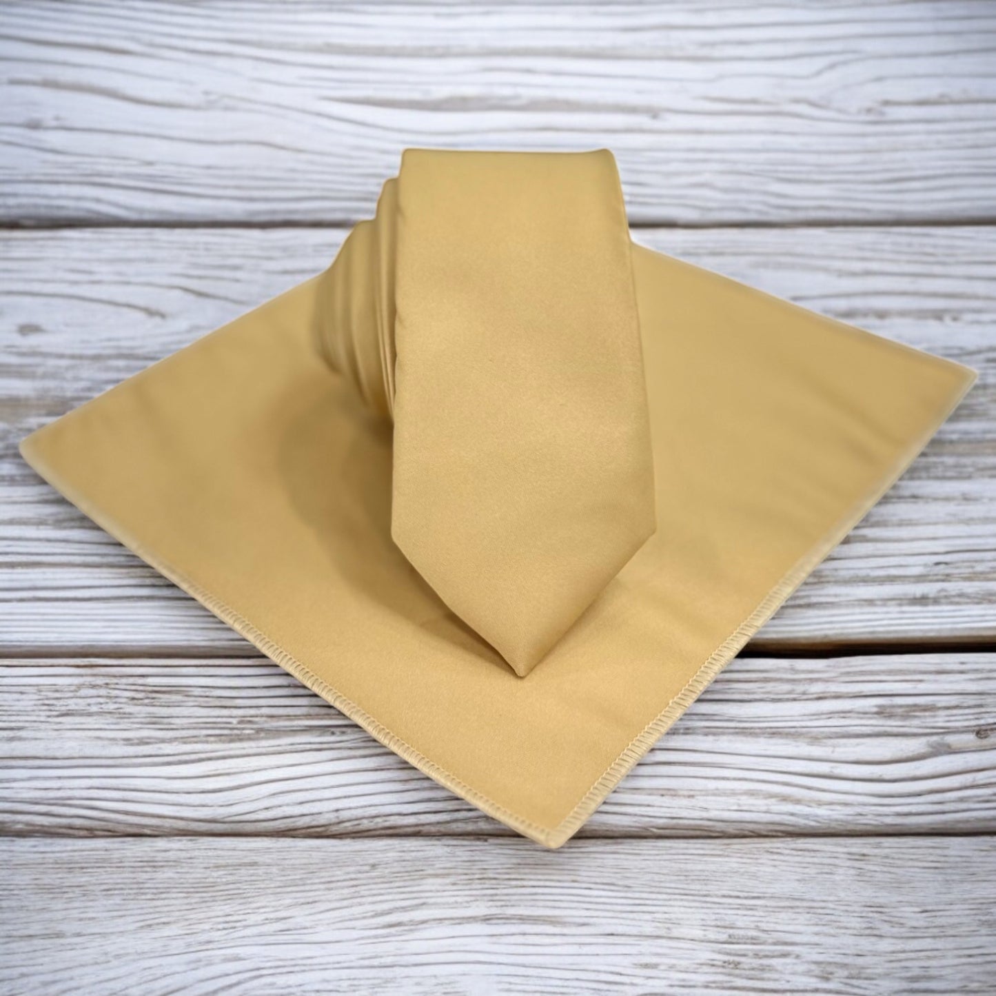 Elegant Gold - Istanbul Fashion Slim Tie, Plain Satin