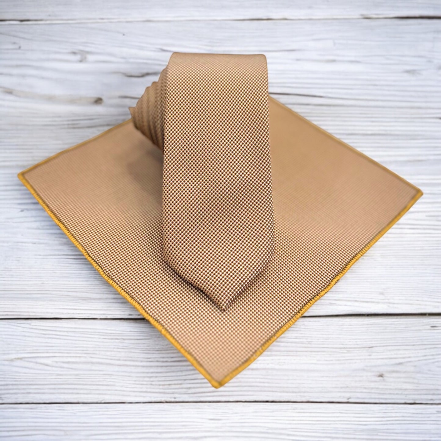 Light Golden Orange  - Istanbul Fashion Slim Tie, Textured Fabric