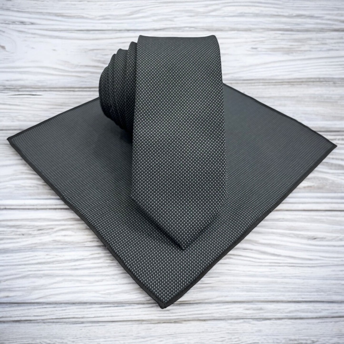 Dark Charcoal w/ Dots - Istanbul Fashion Slim Tie, Textured Fabric