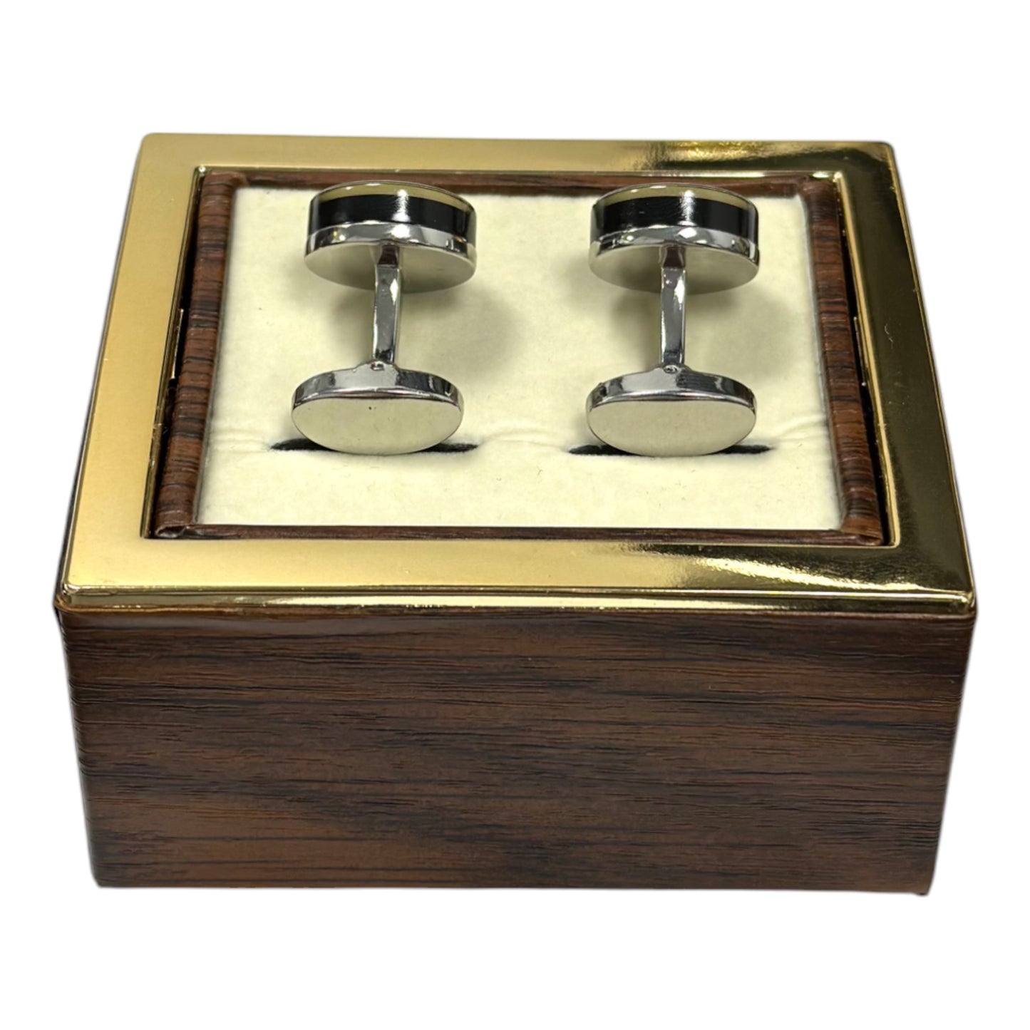 Black Frame, with White and Gold Interior  - Istanbul Fashion Cufflinks - 52